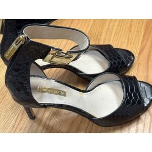 LOUISE ET CIE Gordon High Heel Black Python Sandal Sz 07M